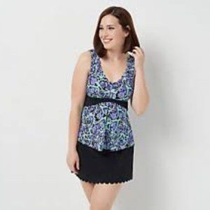 New $98 Fit 4 U Scallop V-Neck Tankini with Skirt